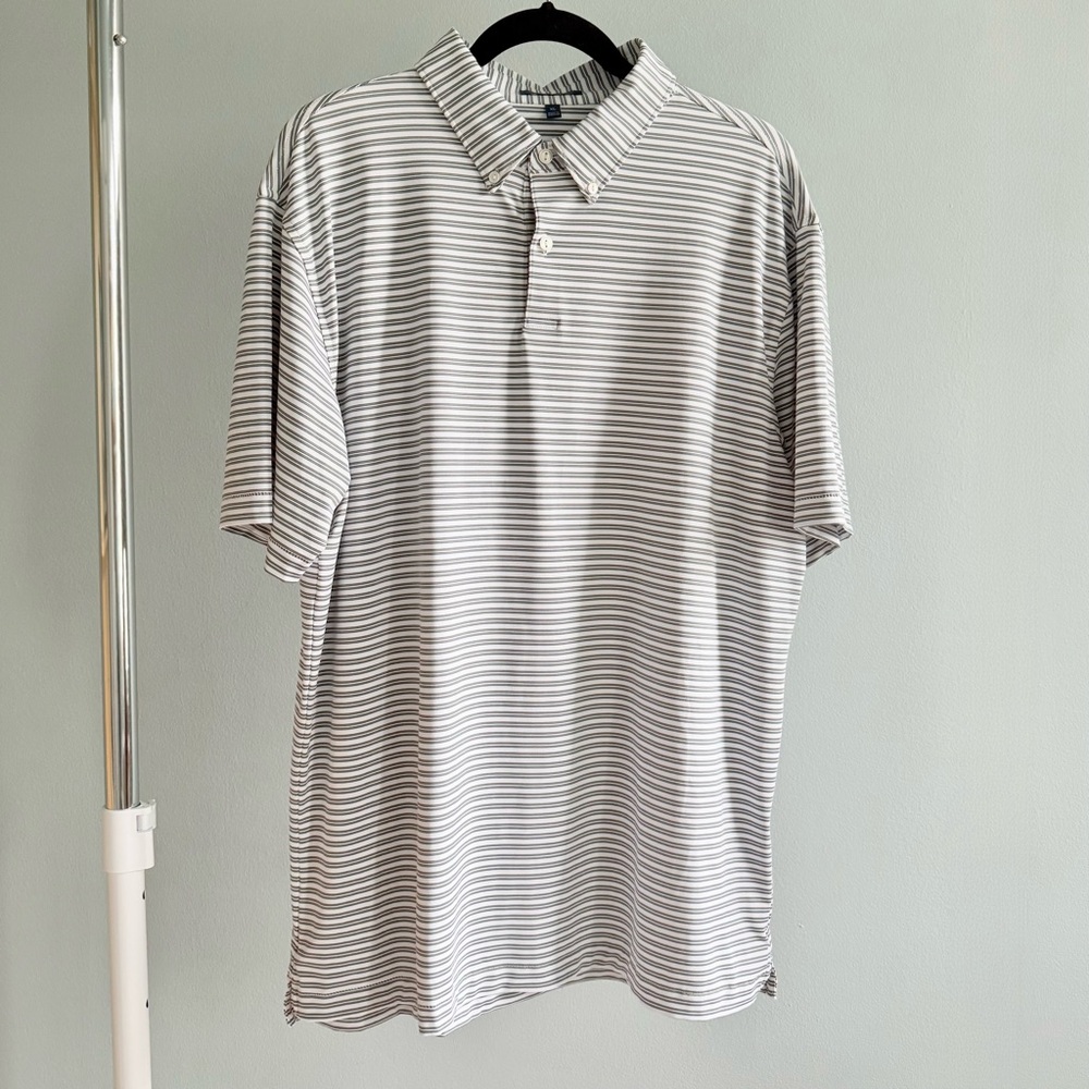 PETER MILLAR Men's Piper Performance Jersey Polo, Gray & White | Size XL